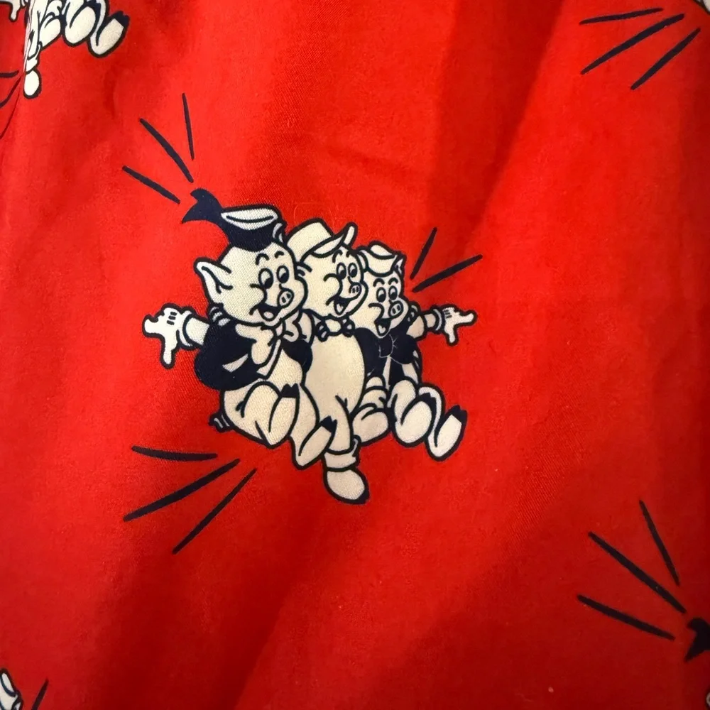 Red mens swim‎ trunks - Three Little Pigs - Size Large